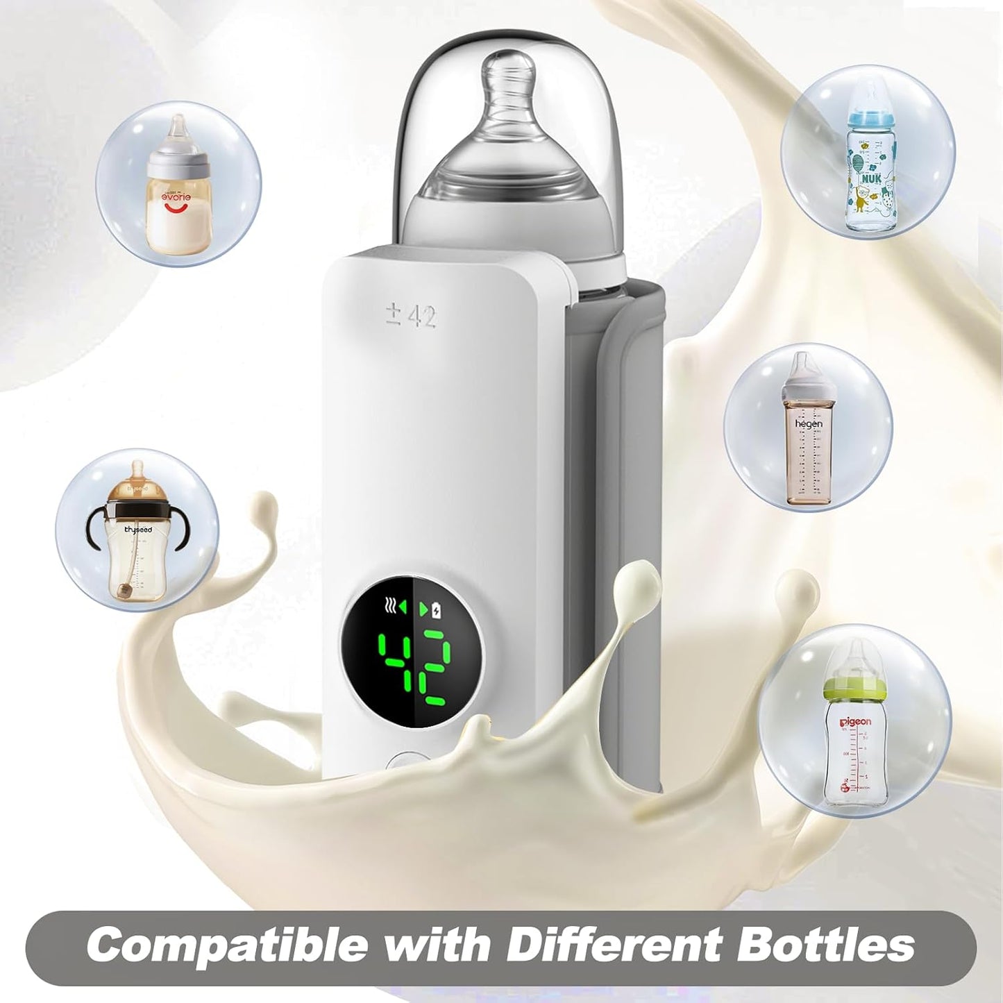 Portable Bottle Warmer, Travel-Friendly, Baby Milk Bottle Heating Rechargable